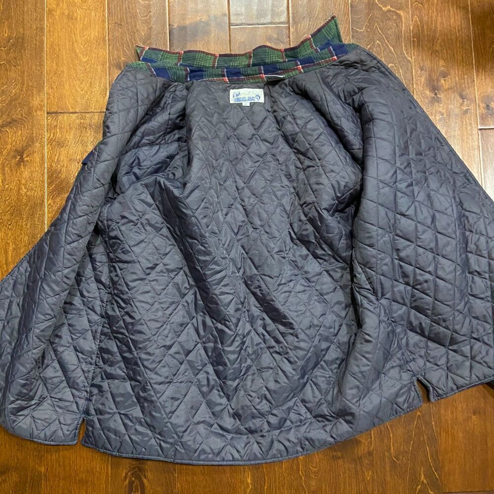 Lumber Jack Vintage 80s Quilt Lined Flannel Jacket Green Navy Men's Size XL - Picture 7 of 10